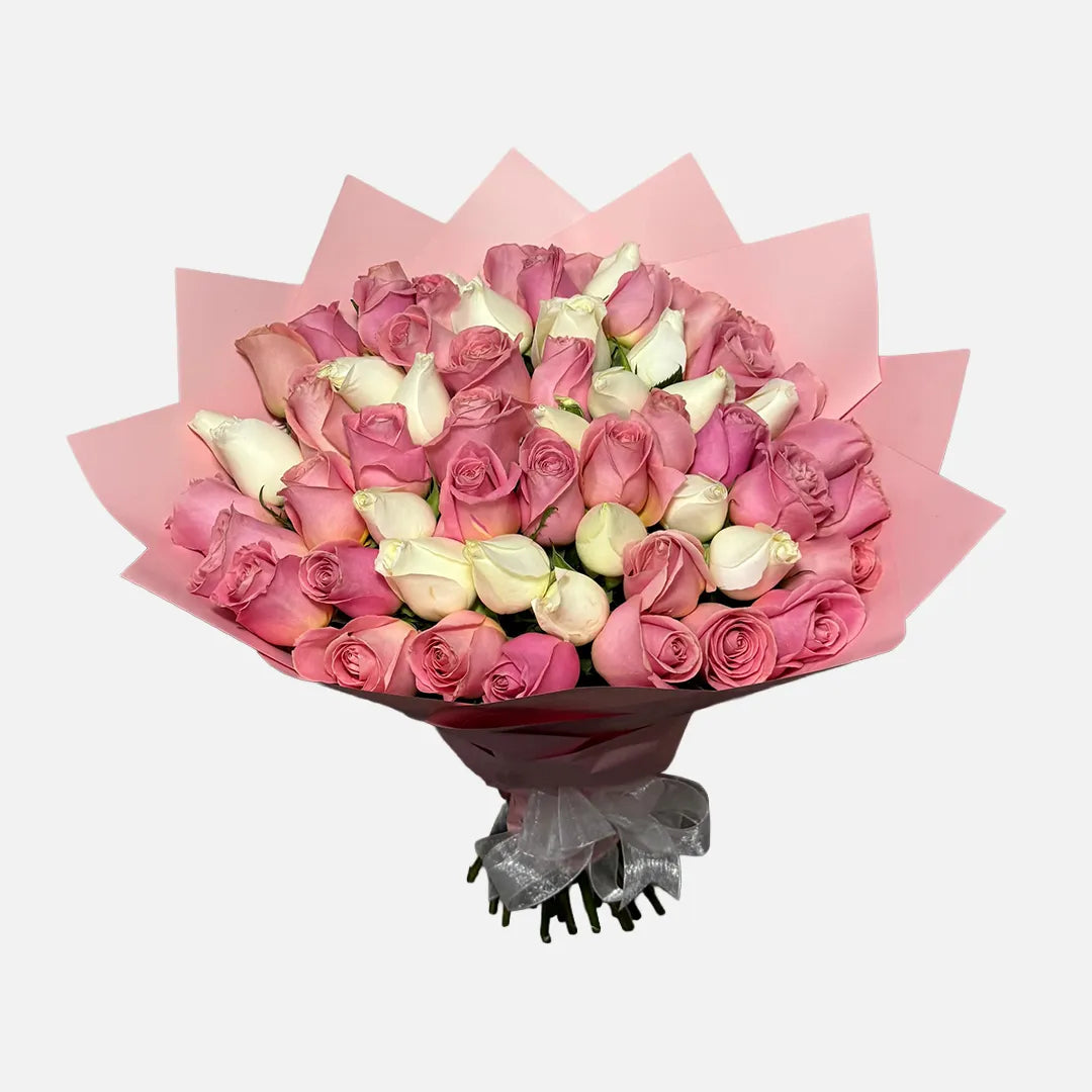Ramo de 50 Rosas Blancas y Rosas