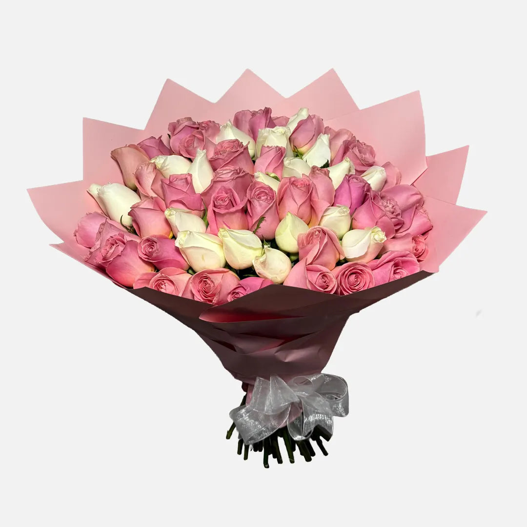Ramo de 50 Rosas Blancas y Rosas