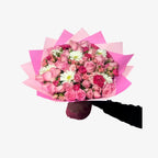 Bouquet of 50 Pink Roses with Gerberas, Carnations and Mini Roses