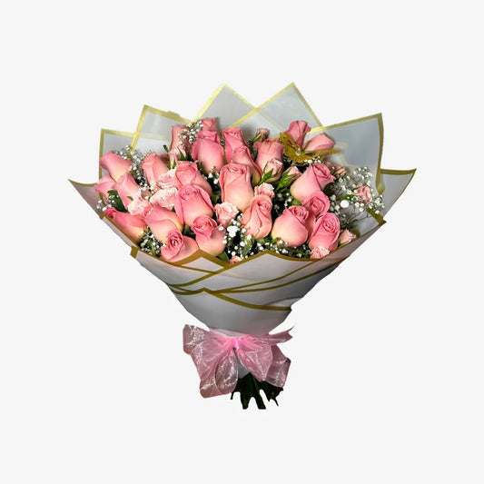 Ramo de 24 Rosas Rosas y Mini Rosas