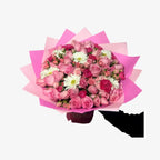 Bouquet of 50 Pink Roses with Gerberas, Carnations and Mini Roses