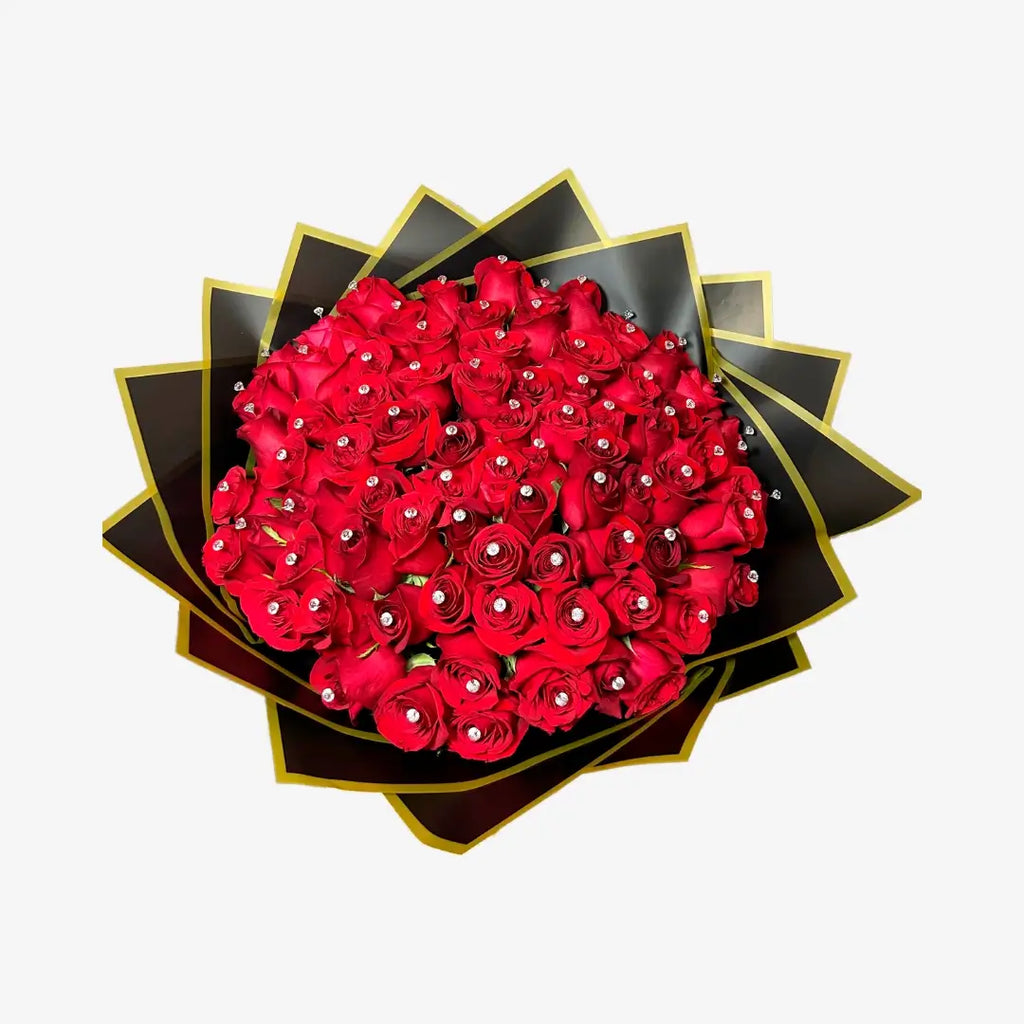 Ramo de 80 Rosas con Piedras Decorativas