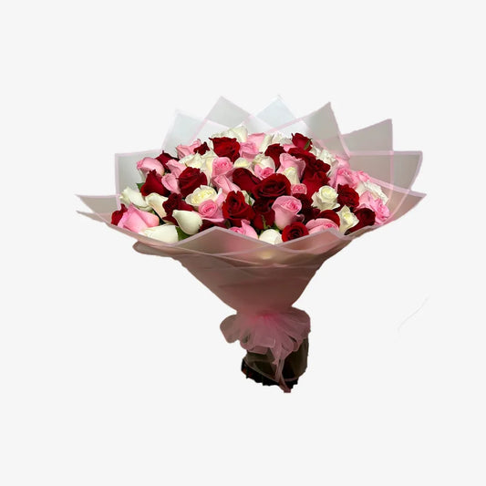 Bouquet de 50 Rosas en Colores Naturales