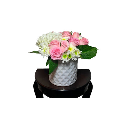 Arreglo hortencia con rosas