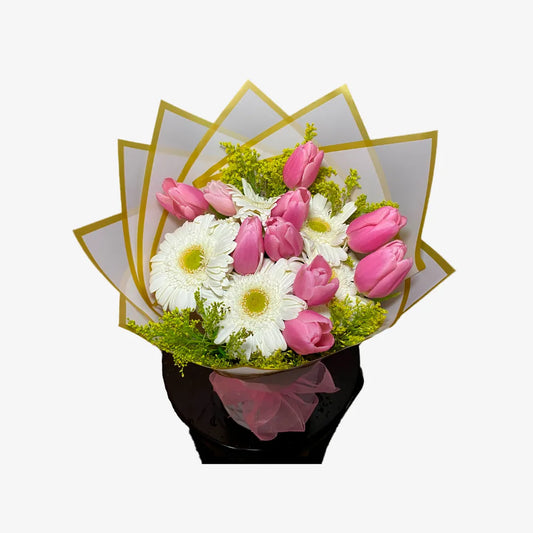 Ramo de 10 tulipanes con gerberas