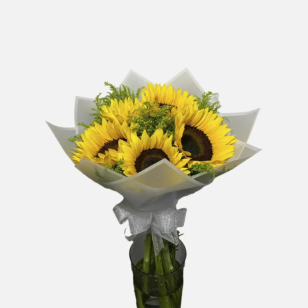 Ramo de 5 girasoles y complementos